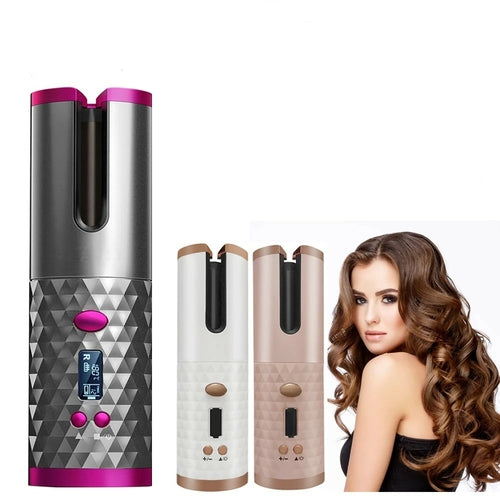Wave Curls LCD Display Cordless Rotating Hair Curler