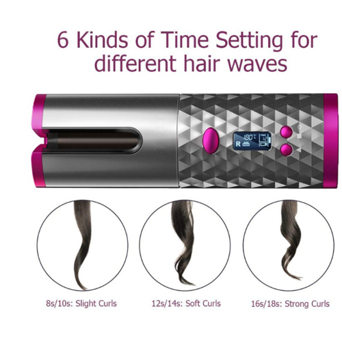 Wave Curls LCD Display Cordless Rotating Hair Curler