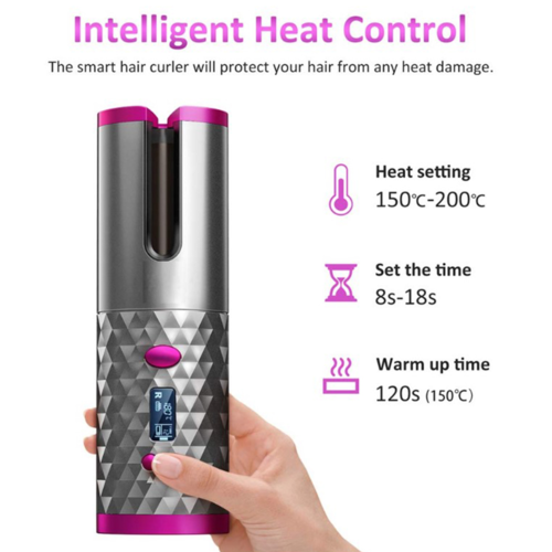 Wave Curls LCD Display Cordless Rotating Hair Curler